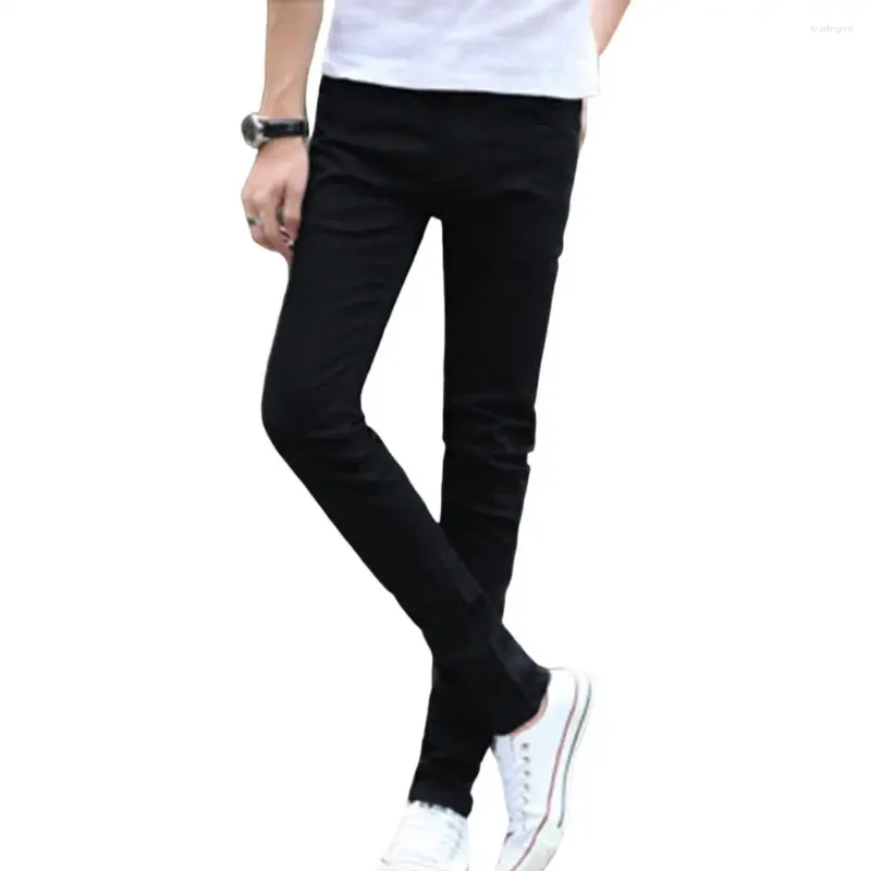 Men's Jeans Simple Pencil 3D Cutting Men High Elasticity Slim Fit Denim Long Trousers Dressing Up