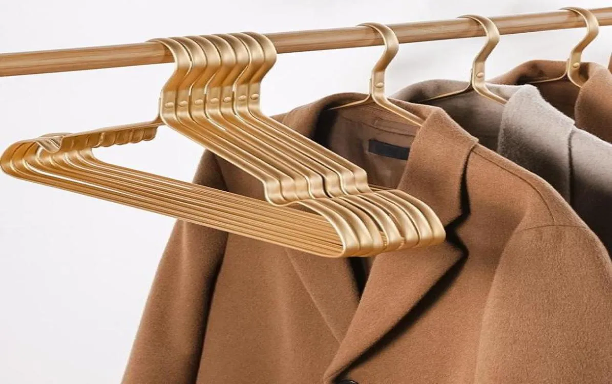 Hangers Racks 510 pièces or mat manteau pantalon cintre vêtements étendoir anti-dérapant garde-robe robe serviette organisateur en alliage d'aluminium 3464362