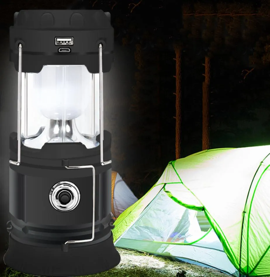 Solar LED Portable Lantern Telescopic Torch Outdoor Camping Equipment Survival Multitool Tent Lamp Bushcraft USB Working Light5982845