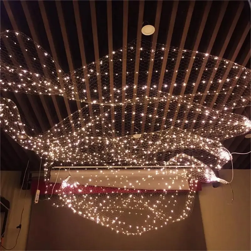 Decorações de Natal Hall de casamento Net LED String Lights 1x5 / 10m Roll Festival Party El Teto Fada Light Decorat DIY Meshes Starry Sky Rice Lamp 231207