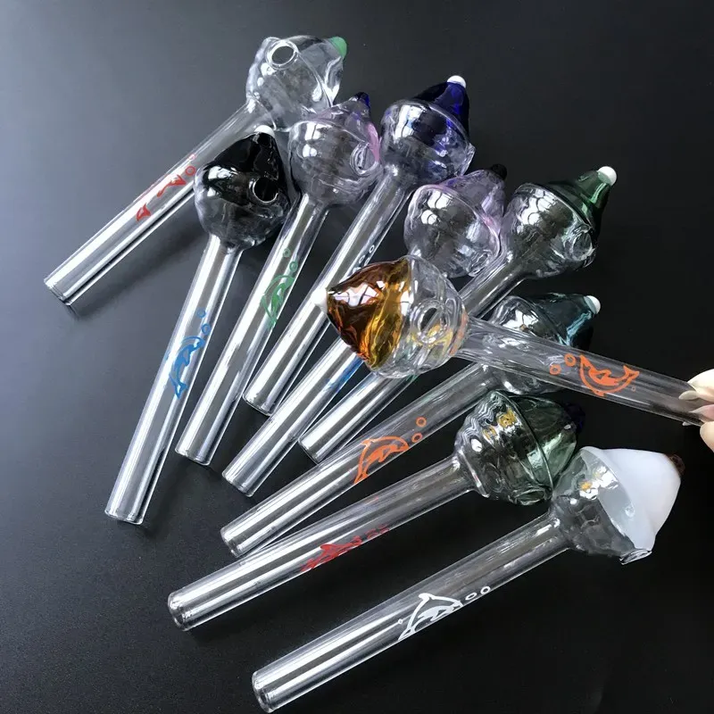 New Design Santa Hat Glass Pipes Mini Glass Pyrex Oil Burner Pipe  Pattern Smoking Hand Pipe Small Oil Burner Pipe SW43