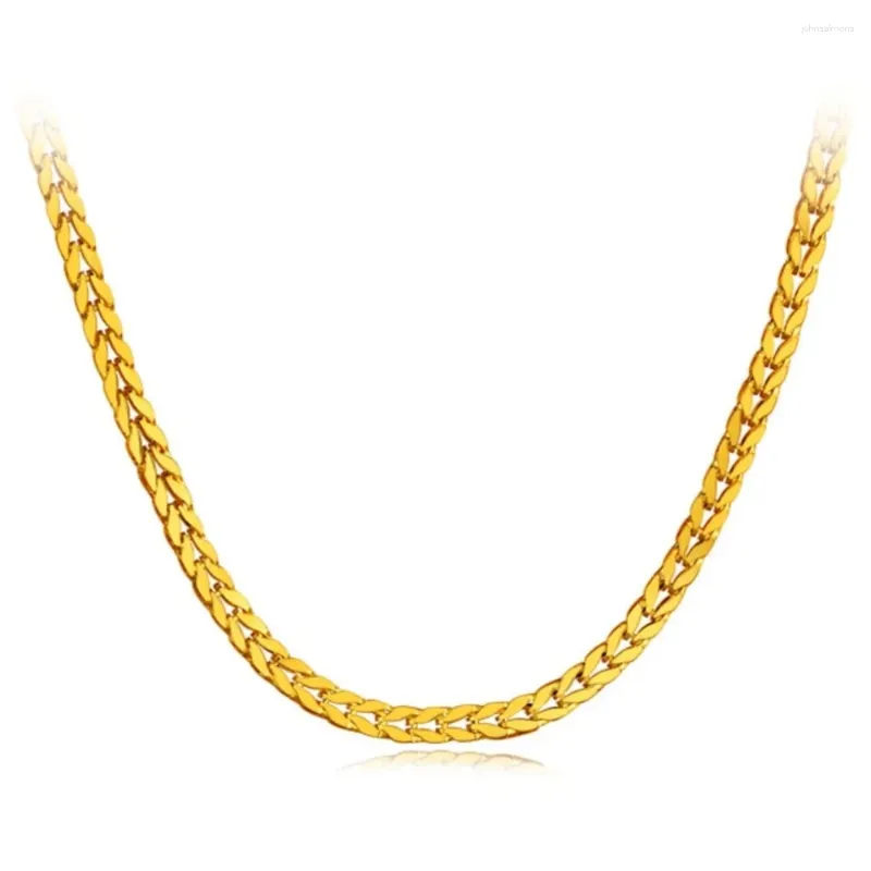 Kedjor Real Pure 999 24k Yellow Gold Chain Lucky 2,8 mm vete foxtail halsband 4.9g/17.7 tum