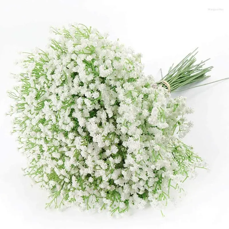 Dekorative Blumen, 10 Sträuße, weißes Gypsophila, tropischer Dschungel, künstlicher Schleierkraut für Hochzeit, Party, Heimdekoration, Vasen-Layout