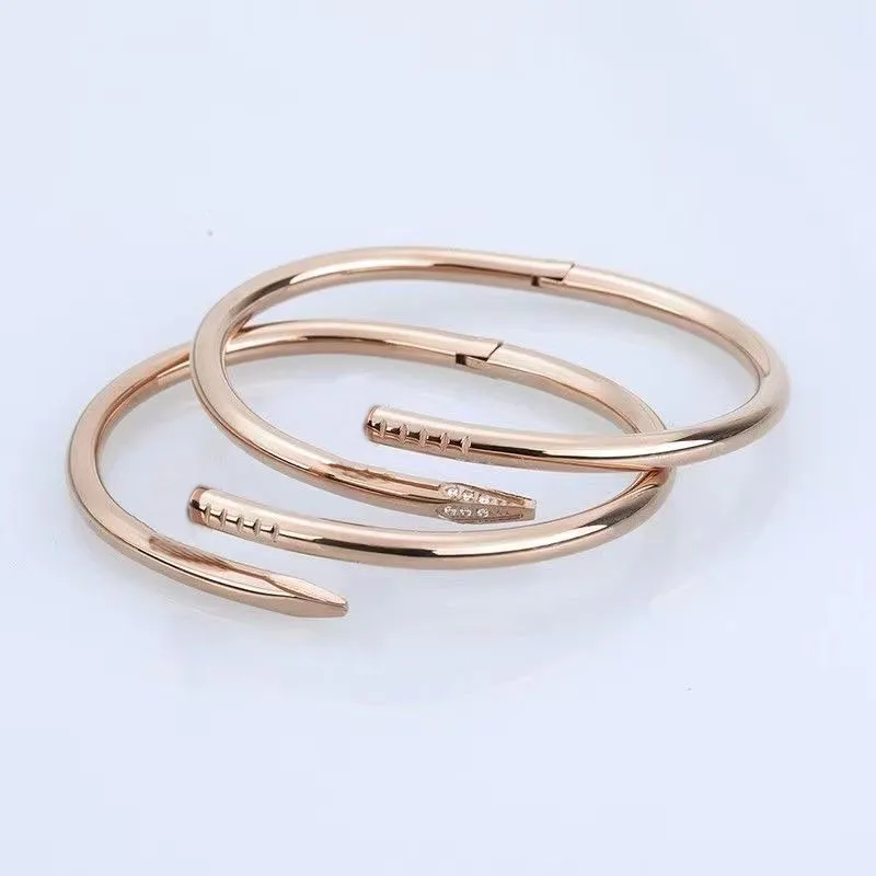 Pulseira de unhas ouro diamante designer marca moda pulseira aço inoxidável pulseiras clássicas jóias para homens mulheres ouro/sier/rosa/preto saco veet