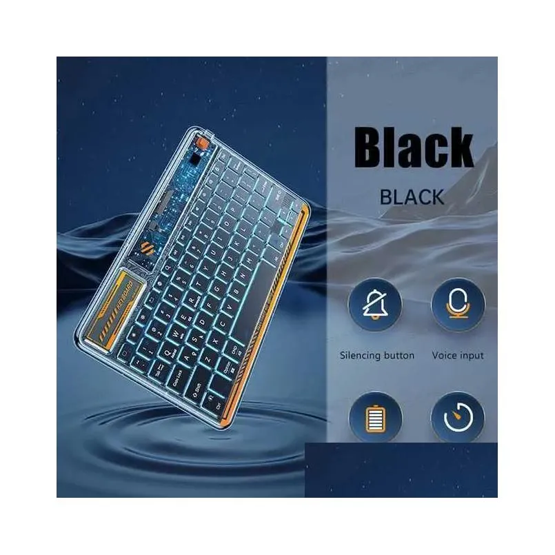 Keyboards 2023 Crystal Backlit Teclado Bluetooth Keyboard For Android Windows Phone Tablet Wireless R231109 Drop Delivery Computers Ne Dhzsx