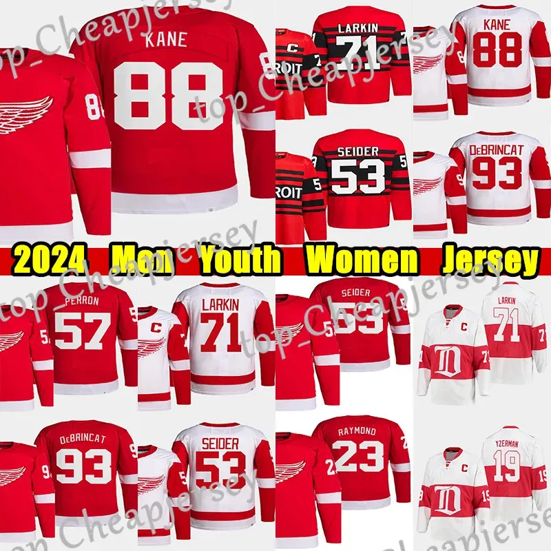 #88 Patrick Kane Hockey Jersey #93 Alex Debrincat Dylan Larkin Moritz Seider David Perron Gordie Howe Steve Yzerman Lucas Raymond Custom Men