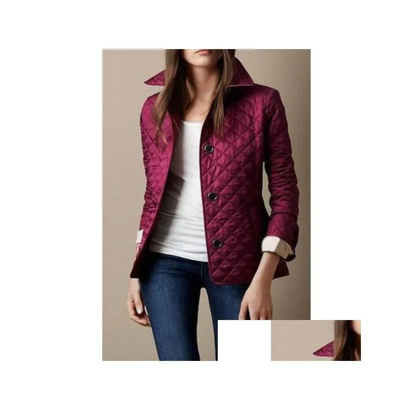 Damenjacken Mode Frauen gesteppter Diamantanzug Brit Jacke Designer Einreiher London Slim Mantel Langarm Damen Plaid Outw Otb3S