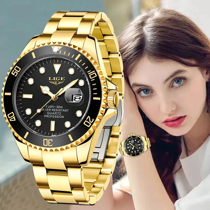 الساعات الأخرى Lige Fashion Diver Watch Women Top Brand Luxury Creative Steel Women Bracelet Female Montre Femme 231207