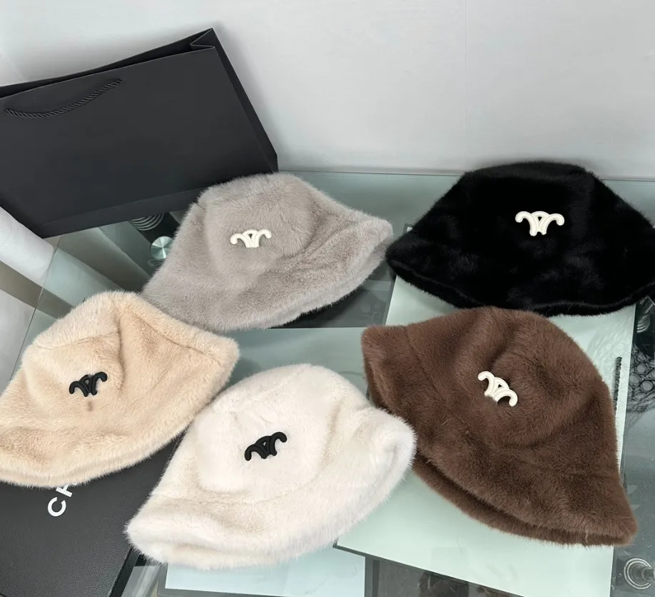 Artificial Mink Hair Bucket Hat Internet Celebrity Same Autumn and Winter Soft Glutinous Bucket Hat Female Bucket Hats Wholesale