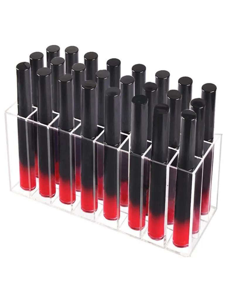 Acryl Lip Gloss Halter 24 Slots Lippenstift Box Display Stand Verschiedene Lagerung Box Kosmetik Make-Up Organizer Desktop Lagerung Fall 8610496