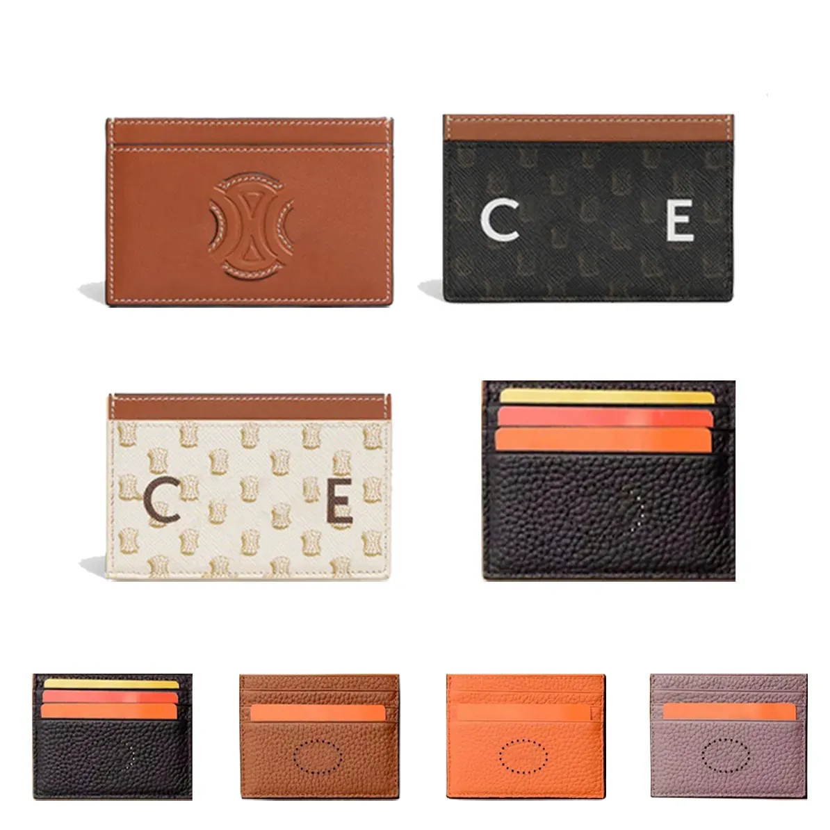 Modekort med plånböcker myntväska berömda Luxurys designer kvinnor handväska läder nyckelpås nyckelkakar passar passhållare