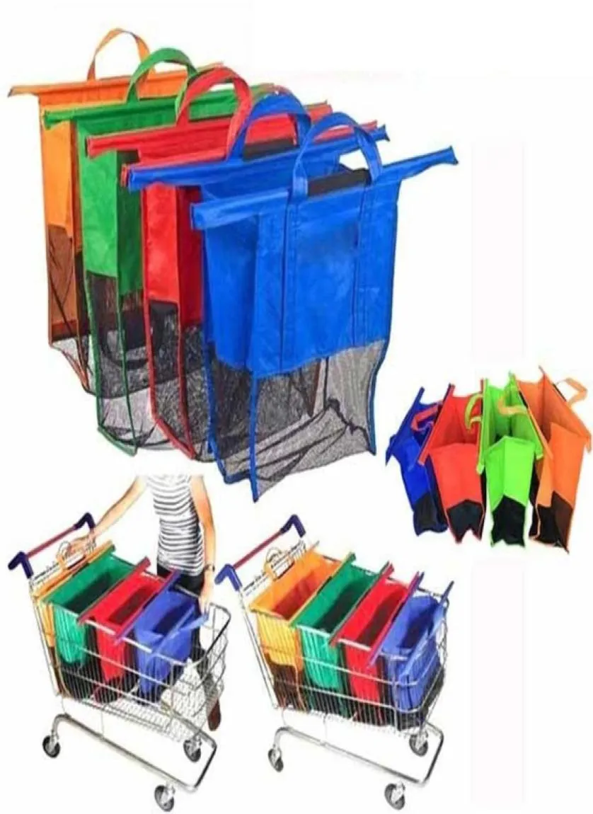 Épaissir chariot chariot supermarché 4 pièces sacs à provisions pliable réutilisable écologique magasin sac à main fourre-tout pour Women3811072