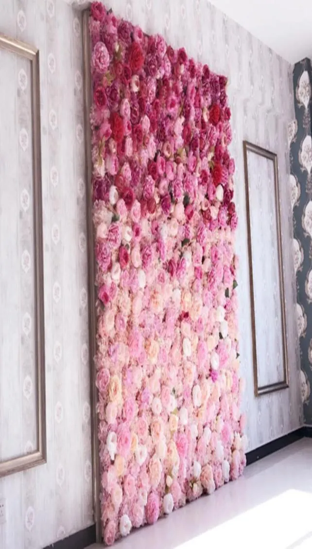 Parede de flor artificial 62x42cm rosa hortênsia fundo casamento festa em casa acessórios de decoração de casamento y2001049868167