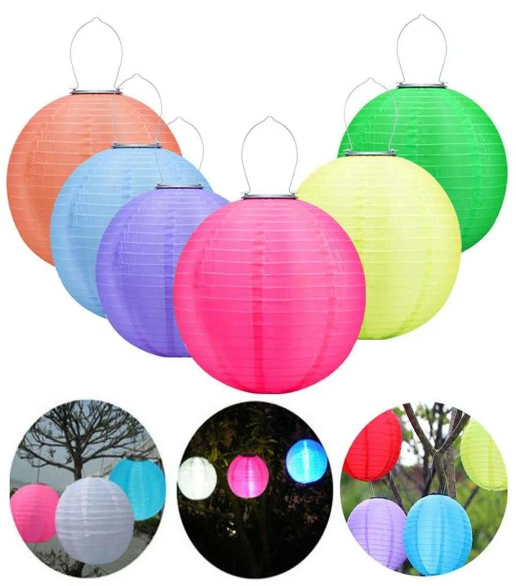 12in Solar Lampion Outdoor LED Licht Solar Chinesische Laternen Ball Runde Wasserdichte Hochzeit Laterne Dekoration Garten Hängen Lampe Q3739670