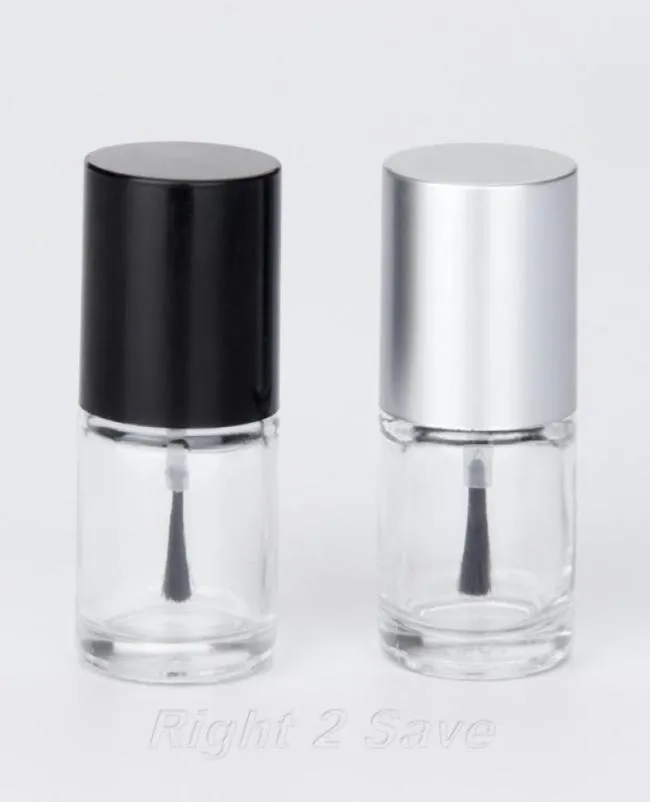 1PC 10ML Bottiglia di smalto per unghie con pennello Ricaricabile Vuoto Contenitore cosmetico Bottiglia di vetro Nail Art Strumento per manicure Nero Argento Caps4236084