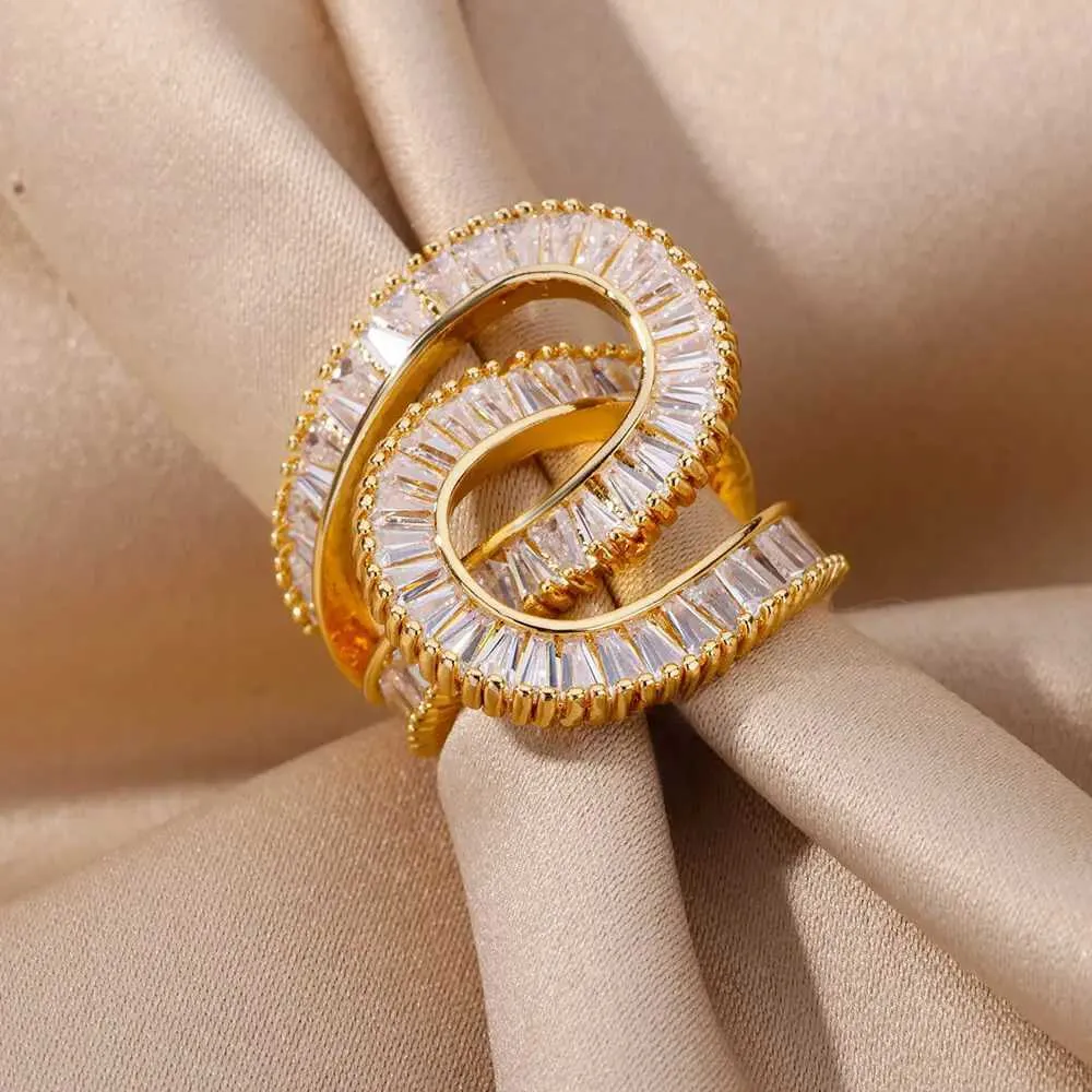 Bagues de mariage Nouveau design anneaux de zircon pour femmes filles cubiques zirconi anneau en acier inoxydable tendance luxe de mariage bijoux esthétique anillos