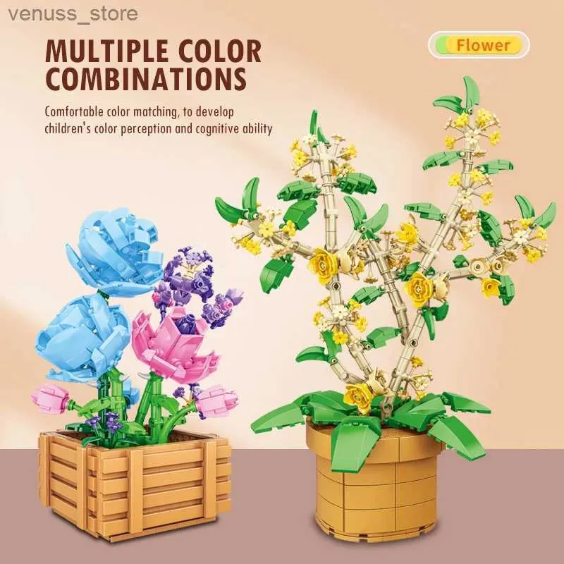 Blocks Bluebell DIY Model Micro Building Blocks Artificial Plant Potted Simulation Flower Romantic Toy Gift for Kid Girlfriend Birthday R231208