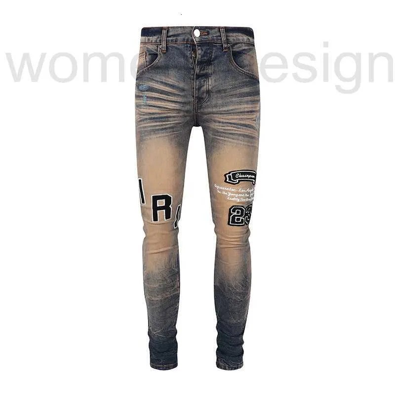 Men's Jeans designer luxury JB New Dirty Embroidered Letter Slim Fit Elastic Leggings KT4Q