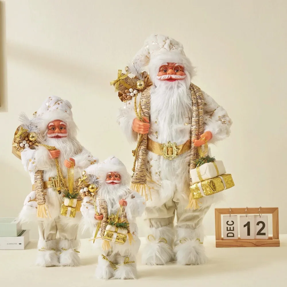 لعبة عيد الميلاد لوازم Big Santa Claus Plush Dolls Standing Toy Christmas Tree Decoration Figures Gift Kids Year Home House Decore Navidad 231208