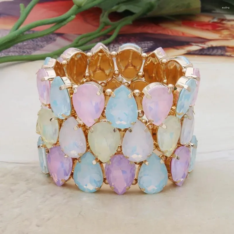 Urok Bracelets Bohemian Colorful Glass for Woman European American Exaggeration Spring Rhinestone Bangle Madera Pulseira