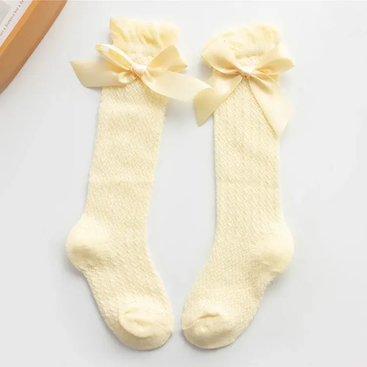 Baby Long Socks Spring Summer Thin girls High Tube Newborn Mosquito Proof Stockings Lace Bowknot Overknee Leg Sock M3828