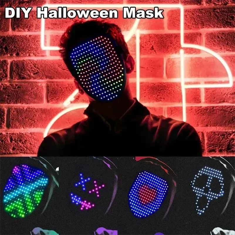 Party Masks Halloween LED Mask Gesture Light Face changing Induction Performance Atmosphere Props 231207