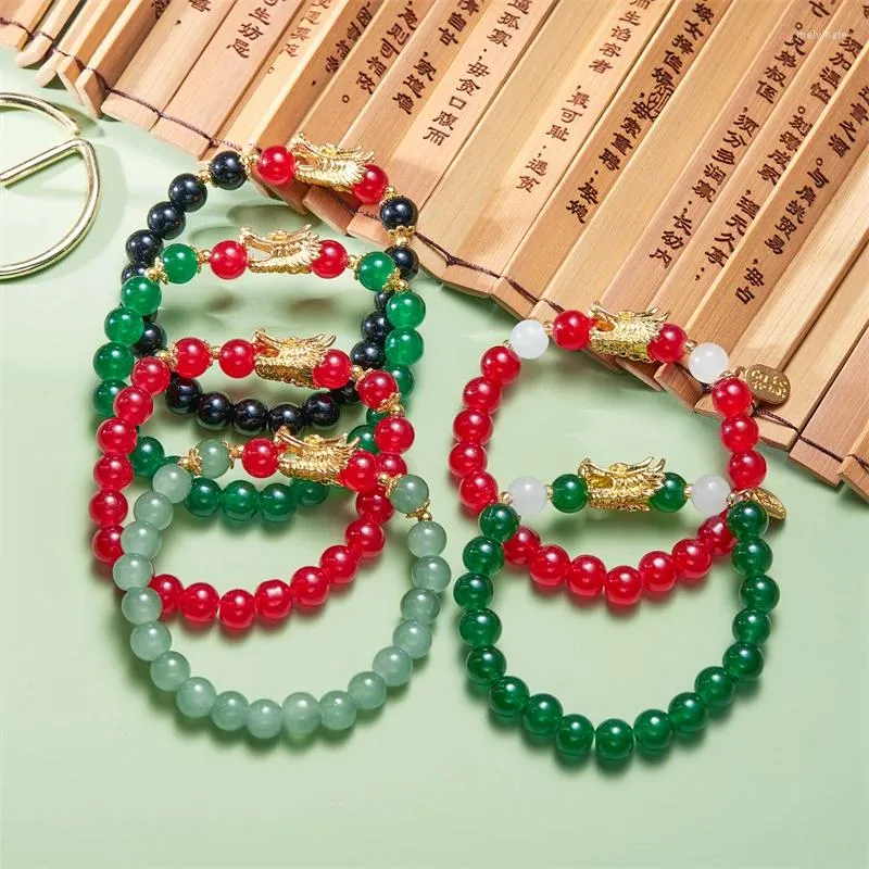 Urok bransolety 2024 Chiński rok smoczy bransoletka dla kobiet mężczyzn Lucky Pixiu Regulowane amulet przyjaźń Prezenty biżuterii
