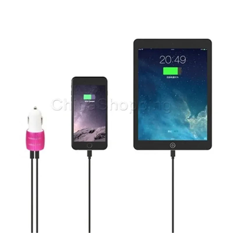 Metal Portable Car  Dual 2-Port USB Universal Adapter Various Styles  For iPhone Samsung Cellphones