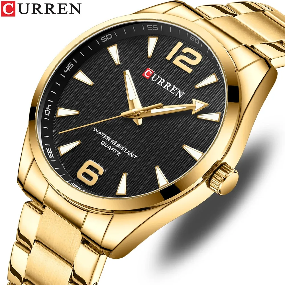 Наручные часы CURREN Модные брендовые мужские часы со светящимися стрелками Стильные деловые наручные часы с ремешком из нержавеющей стали для мужчин 231207