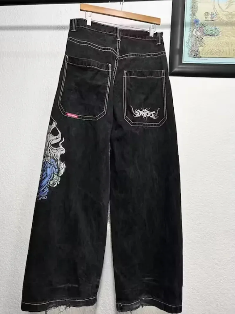 Jeans da uomo Y2K Streetwear Harajuku Hip Hop Retro stampa grafica Pantaloni larghi da uomo e da donna 231207