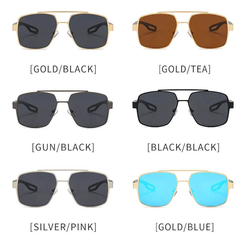 مصمم النظارات الشمسية للنساء نظارات رجالي الحماية للأشعة فوق البنفسجية أزياء رسالة شمسية غير رسمية عطلات نظارات معدنية كاملة
