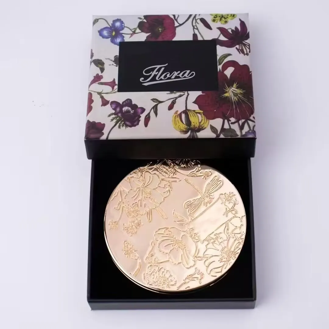 Brand Sliver Floral Makeup Mirror Compact Stainless... 