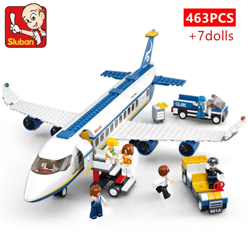 Flygplan Modle 3PCS City Airport Airbus Airplane Plane Brinquedos Avion Model Building Blocks Bricks Education Toys for Children 231207