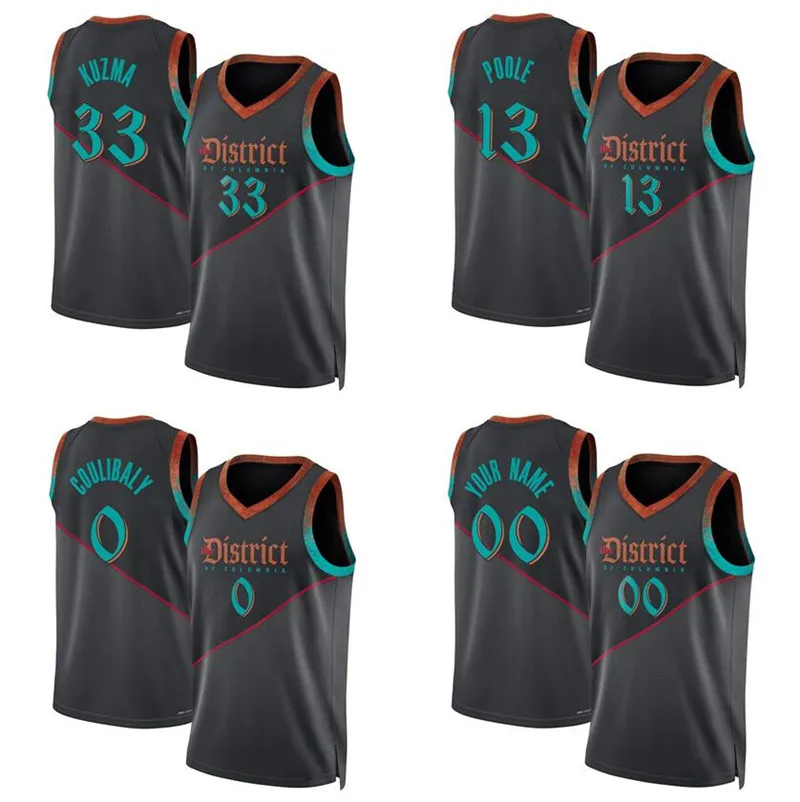 Koszulka do koszykówki Kyle Kuzma 13 Poole 0 Coulibaly Washington''Wizards'''233-24 mężczyzn Młodzież Kobiety S-xxl Sports City Jersey