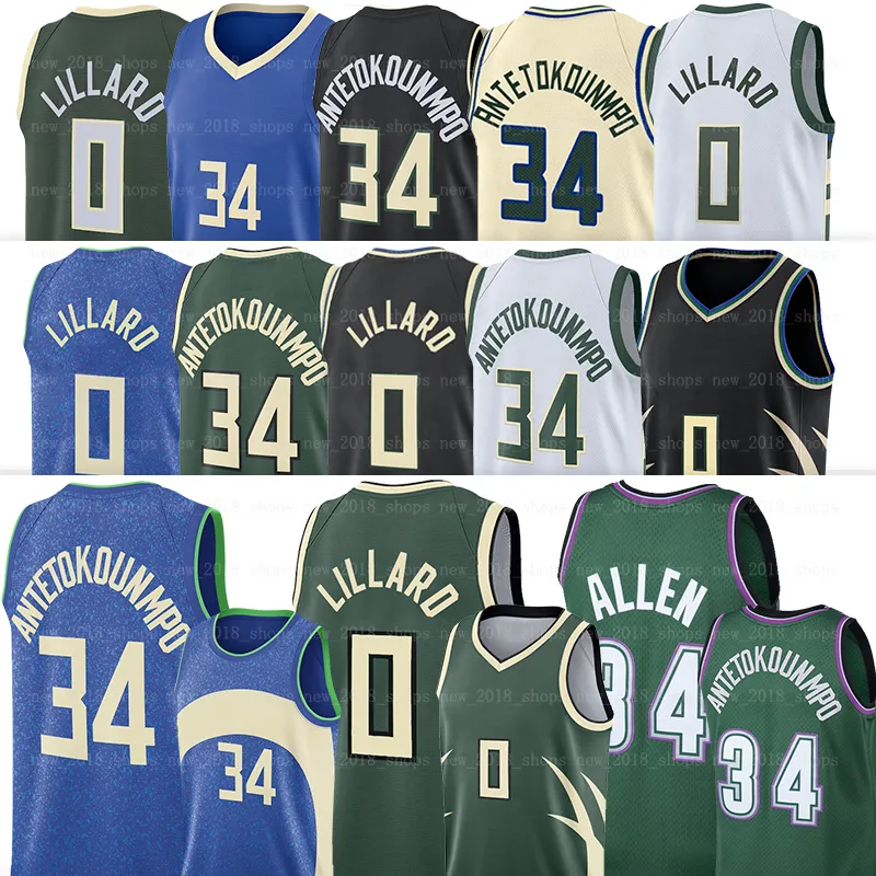 2024年の男性Giannis Antetokounmpo 34 Milwauk Buck Basketball Jersey Damian Lillard 0 Ray Allen Retro Jerseys