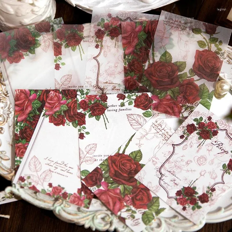 30 pièces Rose fleur Notes mémo livre matériel papier littéraire Vintage manuel Message décoratif cahiers bloc-notes 118 85mm