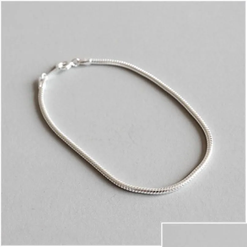 Charms Sier 100 925 Sterling Bracelets Bangle 2Mm Snake Chain Bracelet For Women Pseira Feminina 16Cm Drop Delivery Jewelry Fine Dhbwr Dheiy