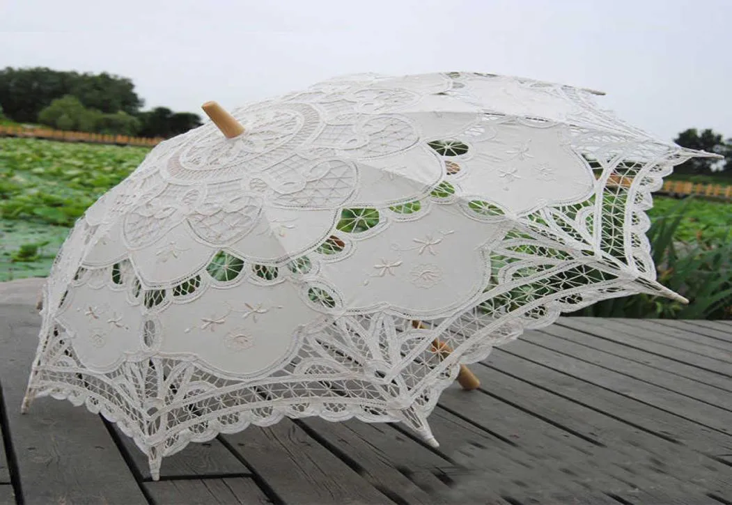 Parasol en dentelle parapluie de mariage élégant parapluie en dentelle coton broderie ivoire Battenburg H10159671704