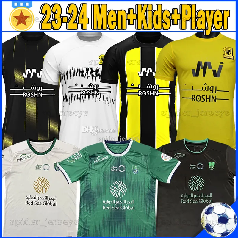 23 24 Benzema Al Ittihad FC Club Al Ahli SFC Soccer Jerseys 2023 2024 Al-Ahli Saudi Kante Player Version Football Shirts Firmino Mahrez Kessie Hamdallah Men Kids Kits