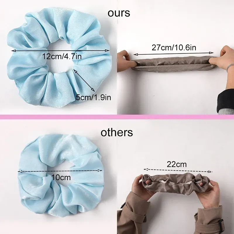 Satin Solid Hair Scrunchies Women Elastic Hair Bands Stretchy Scrunchie Girls Headwear Silky Loop Ponytail Holder M2577