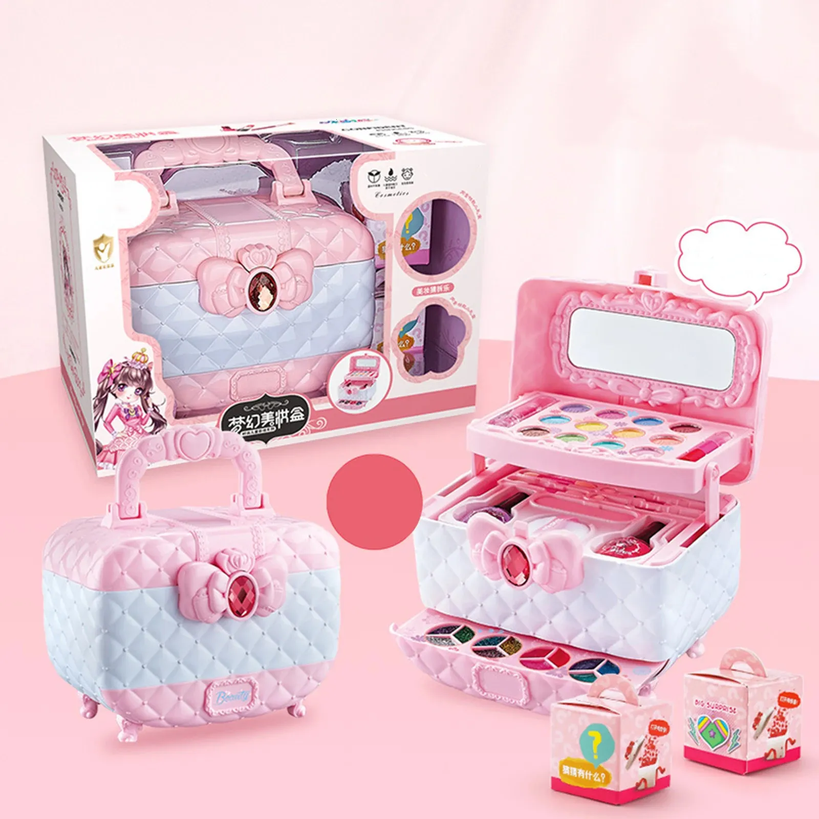 Beauty Fashion Kids Make-up Speelgoed Draagbaar met Real Cosmetic Case Gesimuleerde Set Vanity Toy voor Kinderen Meisjes Geschenken 231207