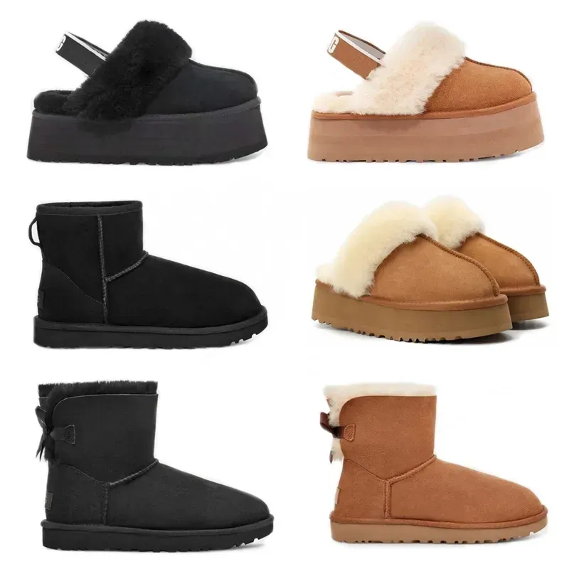 Kostenloser Versand Designer Fluffy Schnee Stiefel Mini Frauen Winter Australien Plattform Ug Boot Pelz Slipper Knöchel Wolle Schuhe Schaffell Echt