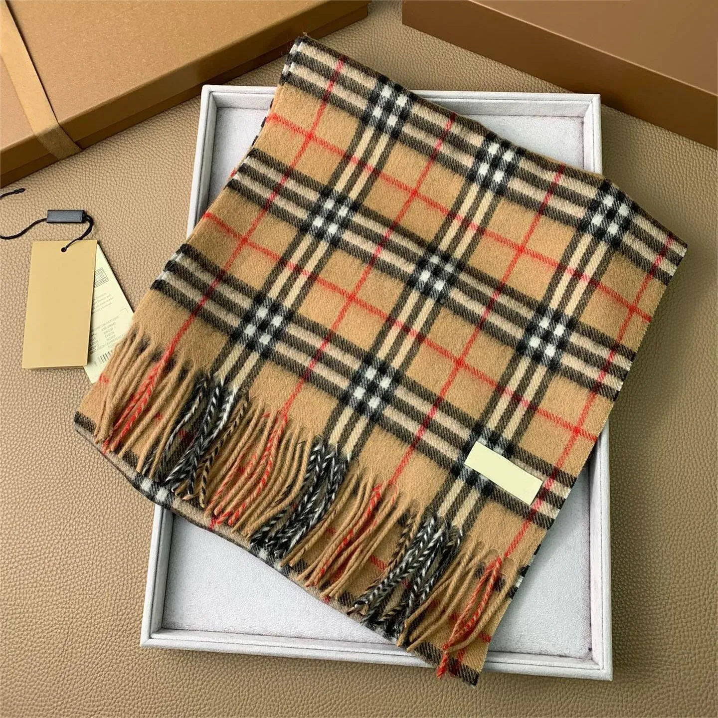 Классический клетчатый кашемировый шарф для женщин и мужчин, зимний роскошный шарф, высококачественный дизайнерский теплый дизайнерский шарф с коробкой