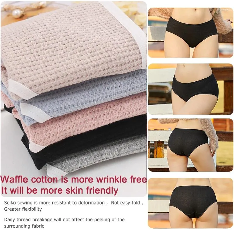 Womens Panties FINETOO Waffle Cotton Underwear For Women Girls Bikini  Comfort Low Waist Briefs Sexy Underpants Female M XL From 7,78 €