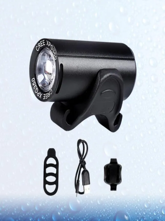 Bike Lights Black 350 Lumens Waterproof USB Rechargeable MTB Front Light XPG LED Headlight Accessories4547571