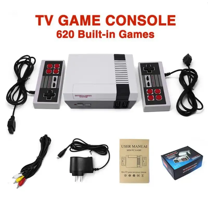 NES620 Home TV Game Console Two Player Battle Classic Retro FC Red and White Machine American/British/European Standards DHL Delivery