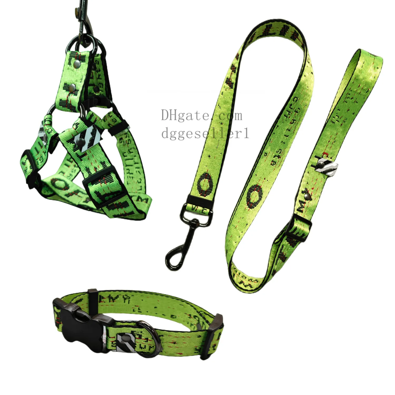 Set guinzaglio collare per cani di design Pettorina per cani Step in, regolabile e sicura con fibbie in metallo, Pettorina per cani Easy Walk per cuccioli, cani piccoli, medi e grandi, Verde, M B118