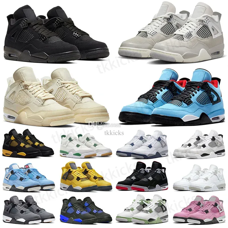 Jumpman 4 Black Cat 4s chaussures de basket-ball Midnight Navy Vivid Sulphur Cacao Wow Military Frozen Moments Sail Red Cement White Oreo Cool Grey Blue University baskets