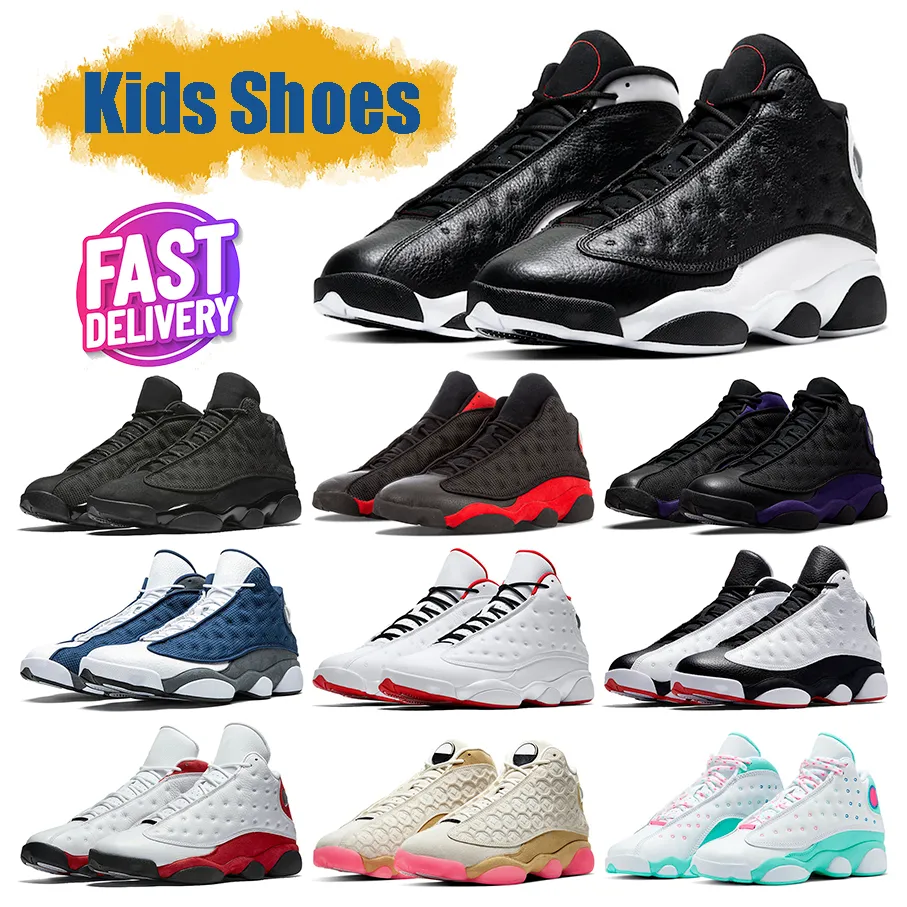 Designer Kids Shoes 13s Basketball 13 Sneakers Lucky Green Toddler Shoe Preschool Children Youth Athletic Jumpman Bred Outdoor Big Boys Little Girls Trainers