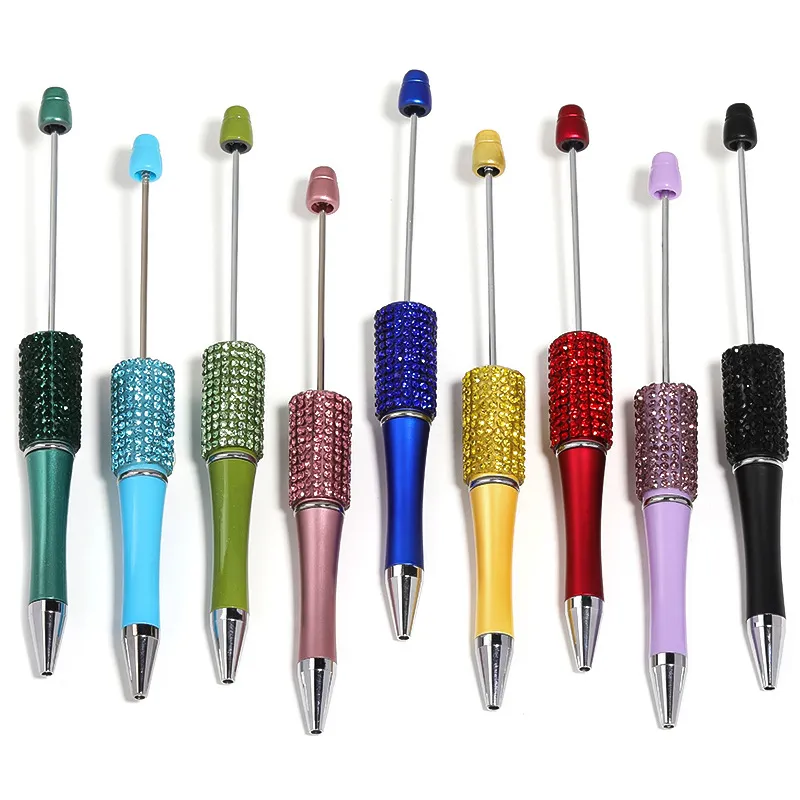 Groothandel Diamant Toevoegen Bead Diy Pen Ballpoint kralen Pennen Pasbare lampwerk Vast schrijfgereedschap